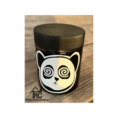 Black Cereal Bowl Panda Coffee Mug Pipe & Trippy House Stash UV Jar W/ Child resistant cap  + Humidity pack