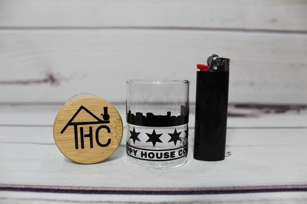 Chicago City Pride-Glass Stash Jar w/ Bamboo Suction Lid