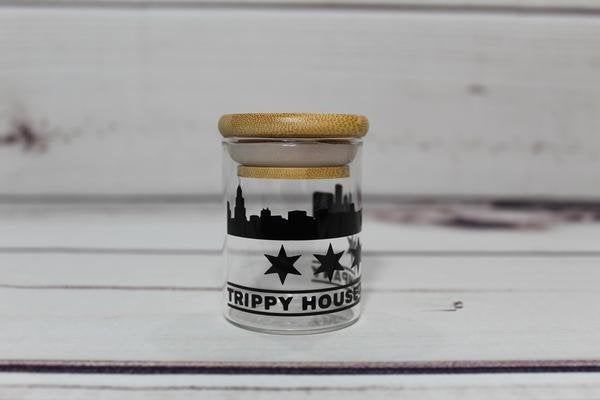 Chicago City Pride-Glass Stash Jar w/ Bamboo Suction Lid