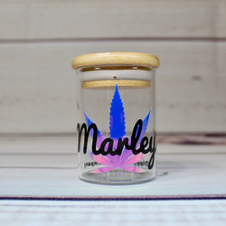 PERSONALIZE NAME  Stash Jar Container W/ Bamboo Suction Lid