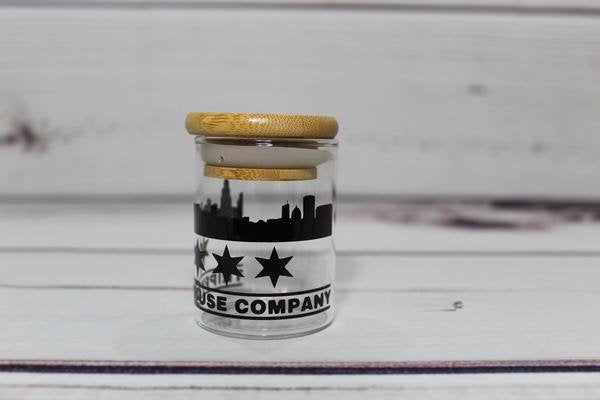 Chicago City Pride-Glass Stash Jar w/ Bamboo Suction Lid