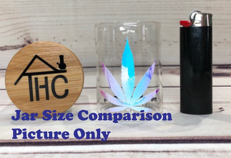 Paper Plane Glass Stash Jar Container W/ Bamboo Suction Jar