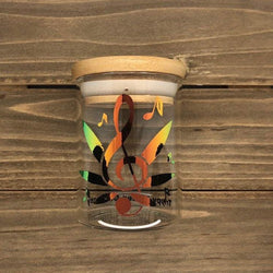 Music Leaf Glass Air Tight Smell Proof Stash Jar Container W/ Bamboo Suction Lid