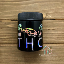 THC Sign Holographic Air Tight Smell Proof Stash Jar Jar W/ Child Resistant Cap