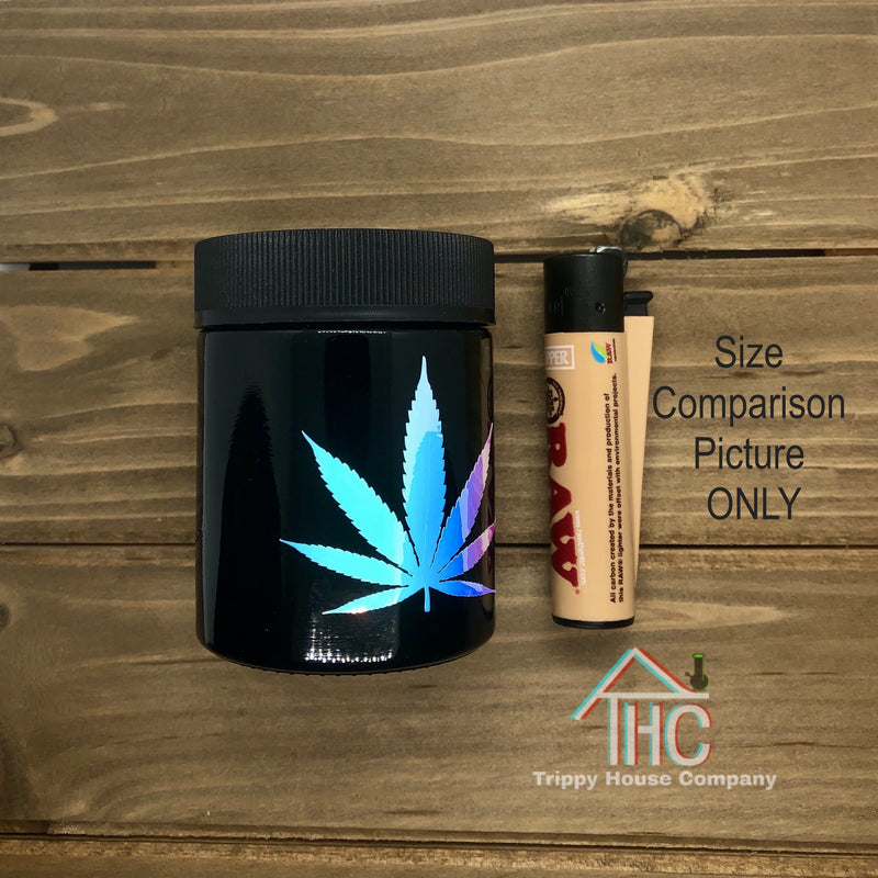 THC Sign Holographic Air Tight Smell Proof Stash Jar Jar W/ Child Resistant Cap