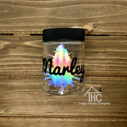 Personalize Name Nugg Clear Glass Stash Jar Container W/ Humidity Pack and Push n’ Twist Cap