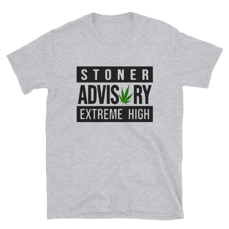 Stoner Advisory Sign Short-Sleeve Unisex Black Font T-Shirt-Stoner Gifts-weed t-shirts-funny-Cannabis-420 Shirt-Medical Marijuana-Mary Jane