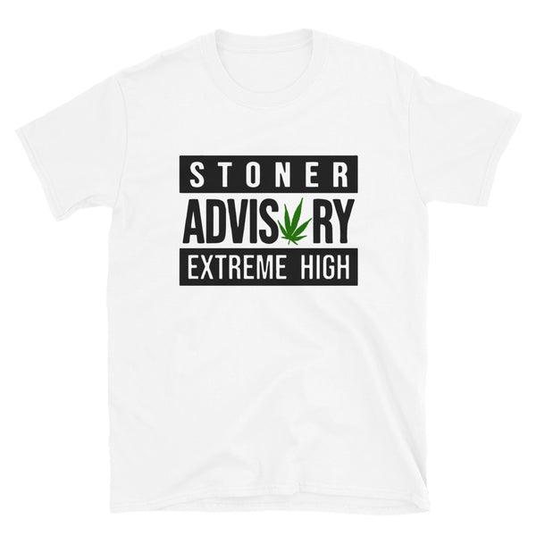 Stoner Advisory Sign Short-Sleeve Unisex Black Font T-Shirt-Stoner Gifts-weed t-shirts-funny-Cannabis-420 Shirt-Medical Marijuana-Mary Jane